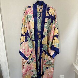 Vintage Natori Robe | Bright Floral Print | Neiman Marcus | Belted